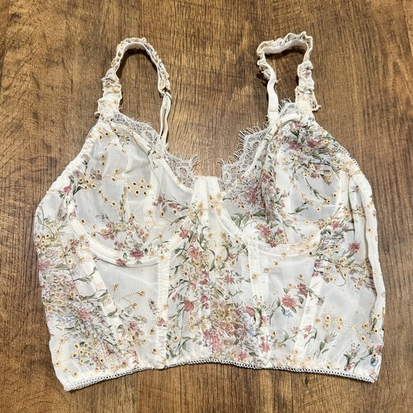 Tops - Y2K Mesh Floral Bustier Corset Crop Top Sz Medium